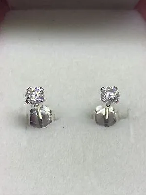 Real Moissanite Charles & Colvard 0.25Ct Ice White Sterling Earrings 0.12.5Ct Ea • $27.50