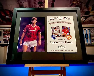 Bryan Robson Signed Framed Picture Original Testimonial Coa Man Utd • £120