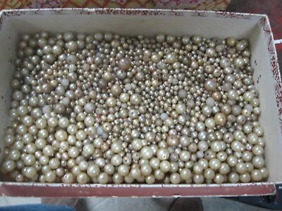 Lot Vintage Pearls 1 Pound Loose Full Drilled 3 To 9mm The Box Is Dated 1948. • $39.99