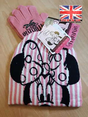 Disney Minnie Mouse Girls Multicoloured Winter Hat And Gloves Accessory Set NEW! • £2.99