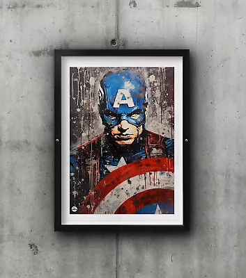 Captain America Print - Marvel Comics Poster Wall Art Artwork Gift Superhero Pop • £25