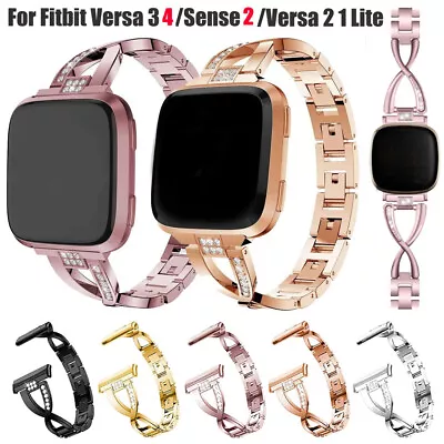 For Fitbit Versa 4/Sense 2 Bling Rhinestone Stainless Steel Metal Watch Band • $16.99