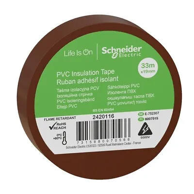 8 X SCHNEIDER Electrical Insulating Tape Brown Insulating Tape 19mm X 33M • £8.99