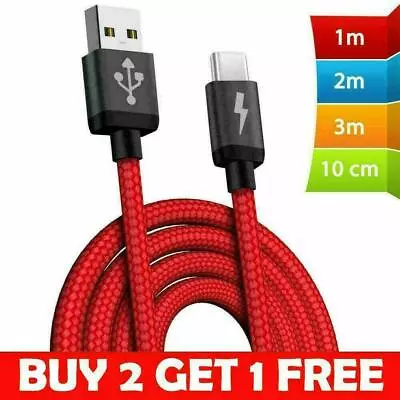 Strong Braided USB C Type C Cable Quick Charging Data Sync Fast Phone Charger • £3.49