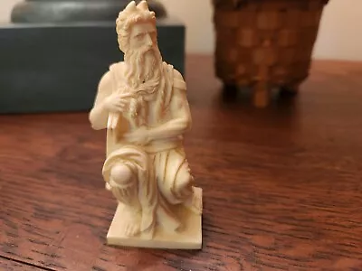 Michelangelo Moses Miniature  Italy Greek Figurine Sculpture W/ Horns Signed 3” • $42.50