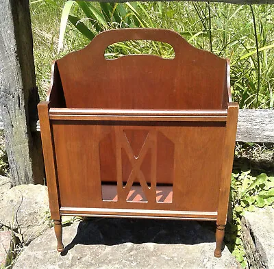 Antique Magazine Newspaper Carrying Rack Stand Walnut 1930s   • $37.98