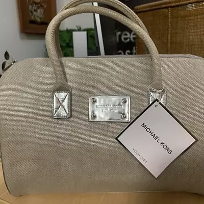 Michael Kors Beige Tote Bag Medium Double Handle Hand Bag Purse • $24.99