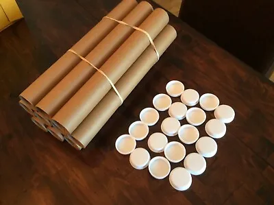 20 PCS - 1-1/2” X 12  Kraft Mailing Shipping Packing Tubes W/ End Caps • $15