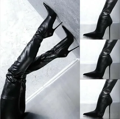 Women Pointy Toe Over The Knee Boots Pull On Stilettos High Heels Shoes Clubwear • $143.95