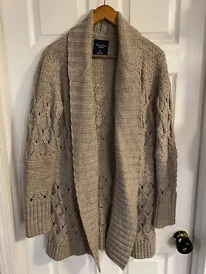 American Eagle Women’s Long Open Sweater Cardigan Light Brown Size Large • £10.45