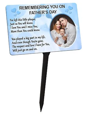 Fathers Day Memorial Plaque & Stake.  With Your Photo. Waterproof Garden Grave • £13.99