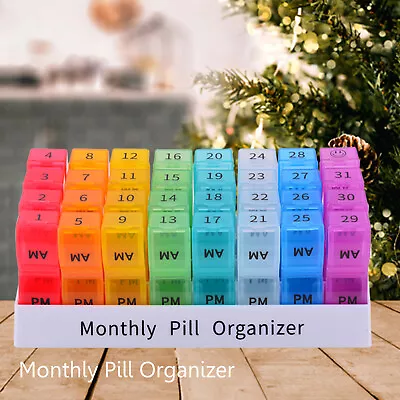 Monthly Pill Organizer Pill Case Pill Box One Month Lock Compartment AM PM Daily • $14.94