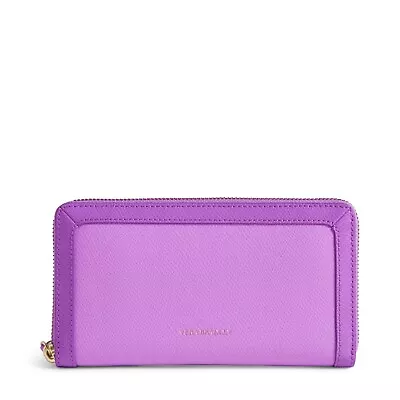 Vera Bradley Georgia Wallet Lilac Genuine Leather Zip A Round Dust Bag NEW • $98