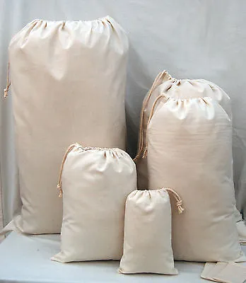 100% Plain Cotton Drawstring Laundry And Storage Bags   • £4