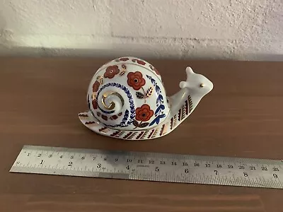 Vintage Japanese Made Painted Flowers & Gold Ceramic Snail Figurine • $20