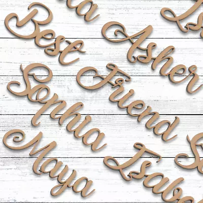 Personalised Script Names Words Letters Wedding Wooden MDF Art Craft Plaque Sign • £2.15