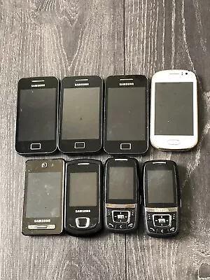 Job Lot Of 8 Retro Samsung Phones S5830i S6810p S5830GSMH F480 E2550 D600 • £16