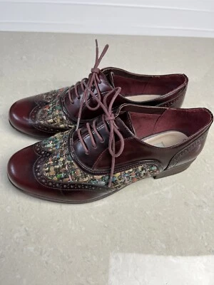 £25.46 • Buy Clarks Hamble Oak, Ox Blood Leather Tweed Lace Up Brogues Loafers Uk 5 Wide Fit