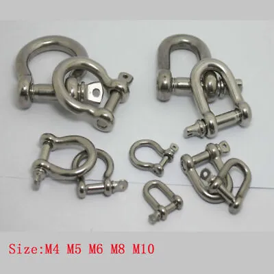 Bow Shackle Clevis D Ring Screw Lifting Boat Pin Anchor Rope M4 M5 M6 M8 M10 • £5.10