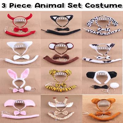 Animal Set Costume Cosplay Ear Bowtie Tail Adults Kids Costume Party Dress Up AU • $9.99