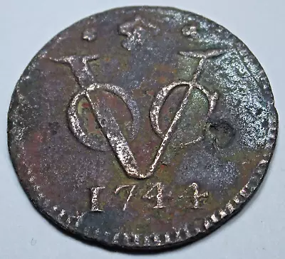 1744 New York Penny VOC Netherlands East Indies Dutch 1 Duit Antique 1700's Coin • $19.99