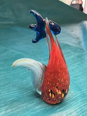 Fifth Avenue Crystal Murano Style Hand Blown Glass Multicolor Rooster Figurine • $14.99