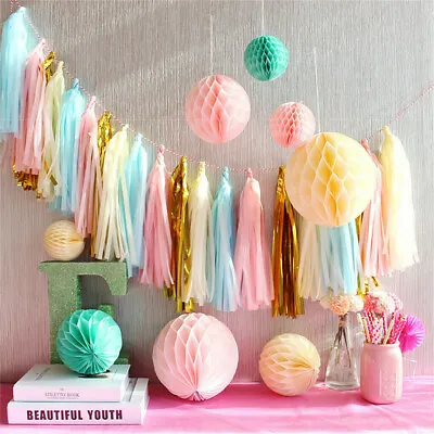 £2.12 • Buy 15 Paper Tassels Tissue Garland Bunting Birthday Balloon Wedding Xmas Party Deco