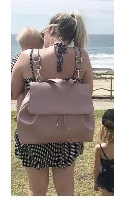 Nappy Bag Sage & Luna Designer Leather Backpack Baby Pink Limited Item • $70