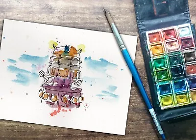 £3.99 • Buy Handmade Cards.  One Of A Kind Hand Painted Dalek Birthday Cards - Blank Card