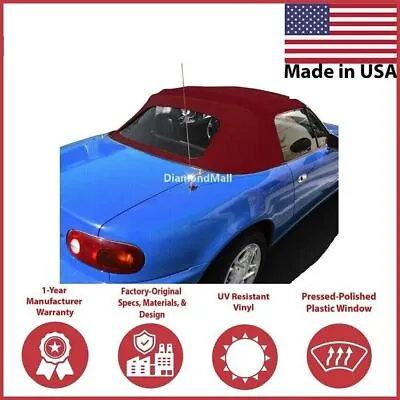 1990-05 Mazda Miata Convertible Soft Top W/DOT Approved Plastic Window BURGUNDY • $174.60