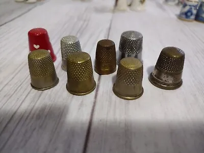 8 Vintage Metal Sewing Thimbles LOT • $15