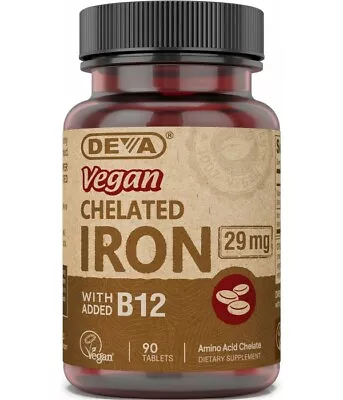 Deva Vegan Chelated Iron 29 Mg 90 Tablets • $6.99