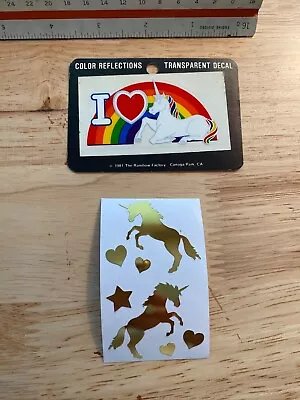 Lot Of Vintage Rainbow Gold Foil Unicorn Stickers Rainbow Factory Mrs Grossman's • $1.99