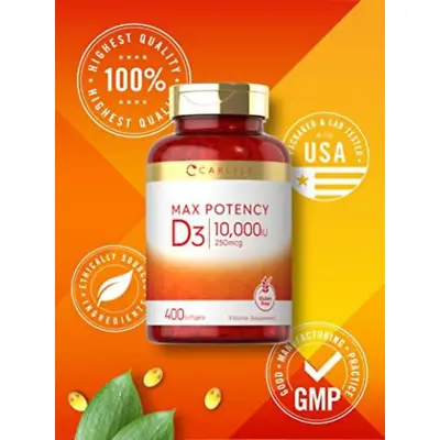 Vitamin D3 10000 IU 400 Softgels | Value Size | Max Potency | By Carlyle-US • $12.99