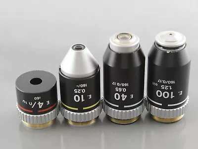 Nikon E 4x 10x 40x 100x 160 0.17 Microscope Objective Set Lot Optiphot Labophot • $199.99