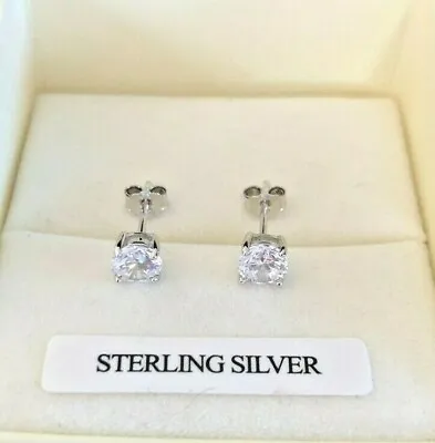 £15.99 • Buy Men's 925 Sterling Silver 5mm Round 0.46ct Diamond-Unique Stud Earrings Boxed