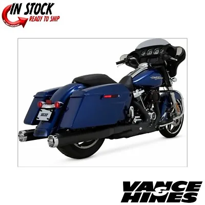 Vance & Hines Black Monster Rounds Mufflers Slip Ons Harley 2017 Milwaukee 8 • $799.99