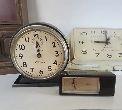 4 Vtg Clocks Westclox Big Ben Linden General Electric Sunbeam For Parts  Only • $68.37