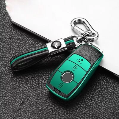 TPU Leather Car Key Fob Case Cover Bag For Mercedes Benz C E S-Class 2017-2020 • $14.99