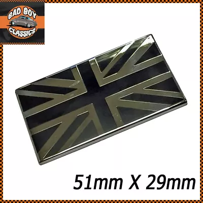 Stylish Black / Chrome Union Jack Enamel Badge Emblem CLASSIC CAR • $27.98