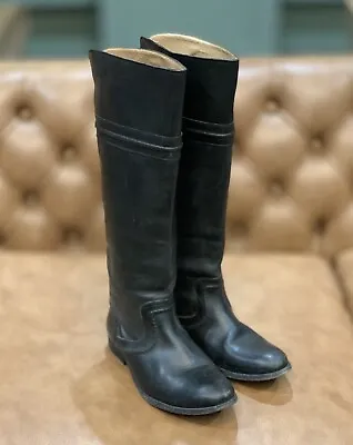 FRYE BOOTS 76442 Melissa Trapunto Tall Leather English Riding Black 7 B • $78