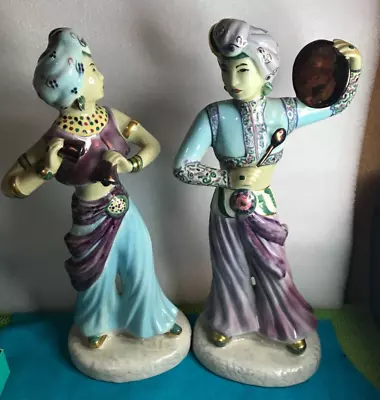 $169 • Buy VINTAGE Goldscheider Barbara Loveday Porcelain Royal Blackamoor Dancing Figures