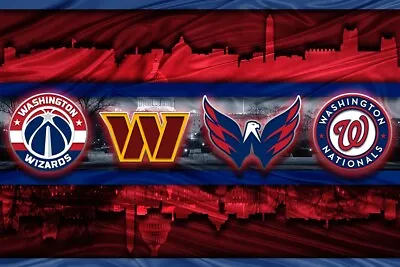 WASHINGTON Sports Art 24x36in Washington Commanders Capitals Nationals Wizards • $59.99