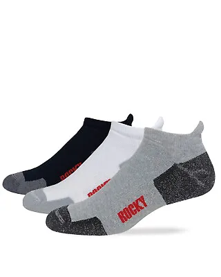 Rocky Mens Cotton Full Cushion Low Cut Heel Tab Socks 3 Pair Pack • $10.99