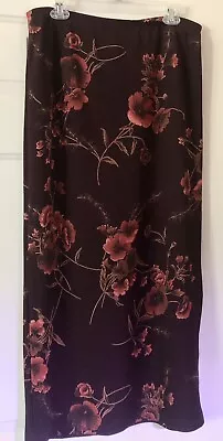 Maxi Skirt Elastic Waist Size Large Beautiful Colors 15” Slit On One Side • $10.95