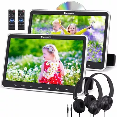 2 X 10.1  Full HD Screen Car Headrest Monitor DVD Player HDMI USB SD MP4+Headset • $107.27