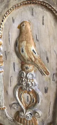 Vintage ‘Bird On A Heart Crown” Wood /resin Relief Carving Decor • $26.95