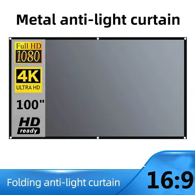 100  High Brightness Projector Metal Screen Anti-Light 16:9 Folding Home Theater • $16.79