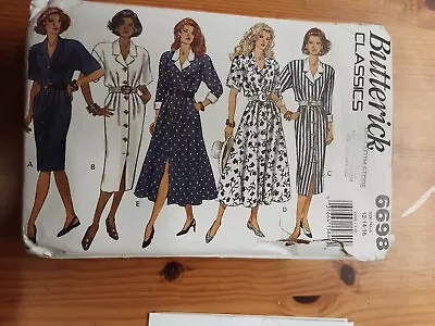 Vintage 1990s Butterick 6698 Button Front Maxi Dress Pattern Size 12 14 16 • £4.50