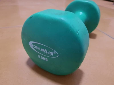 $7.99 • Buy CELSIUS 3.5kg DUMBBELL FITNESS TRAINING MUSCLE EXERCISE YELLOW NEOPRENE COATING